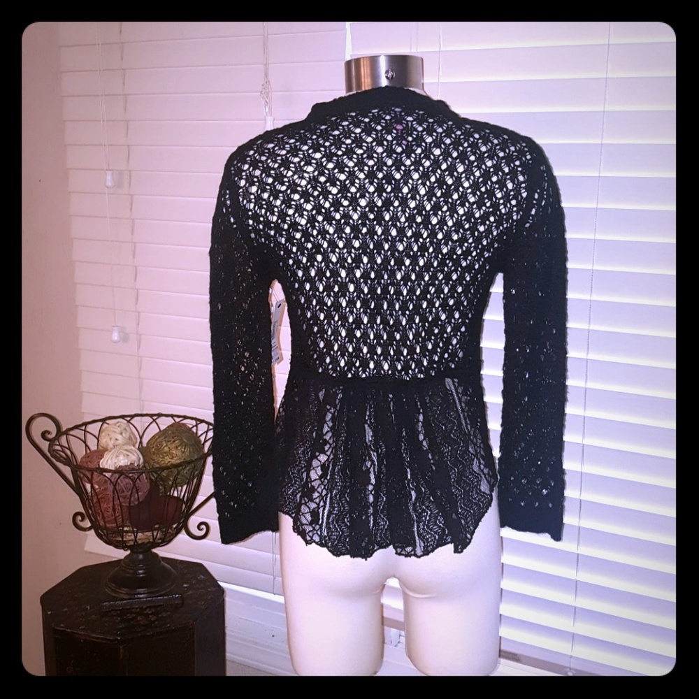 Black Crochet Cardigan
